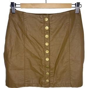 Urban Outfitters- Inline Skirt - Brown Faux Leather - Gold Buttons - Women’s 2